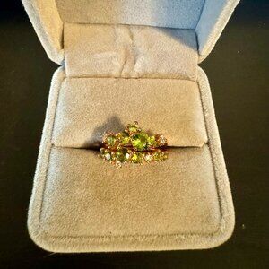 Rose Gold Plated with Lab Created Peridot